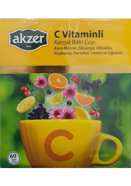 Karışık Bitki Çayı C Vitaminli 60 Süzen Poşet
