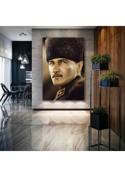Kalpaklı Mustafa Kemal Atatürk Cesur Türk Kanvas Tablo