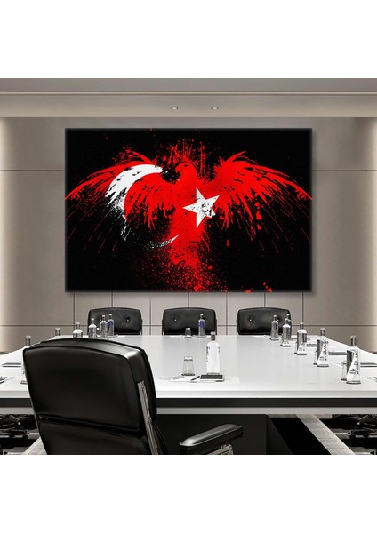 Anadolu Kartalı Türk Bayrağı ve Asil Kartal Hayvan Kanvas Tablo