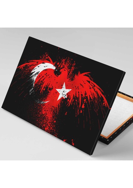 Anadolu Kartalı Türk Bayrağı ve Asil Kartal Hayvan Kanvas Tablo