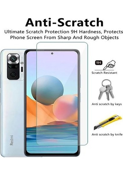 Andeka Xiaomi Redmi Note 10S Uyumlu Ekran Koruyucu 9h Temperli Cam Sert Şeffaf Tamperli  Cam