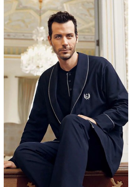 Erkek 5'li Pijama Sabahlık Röpteşambır Çeyiz Damat Set