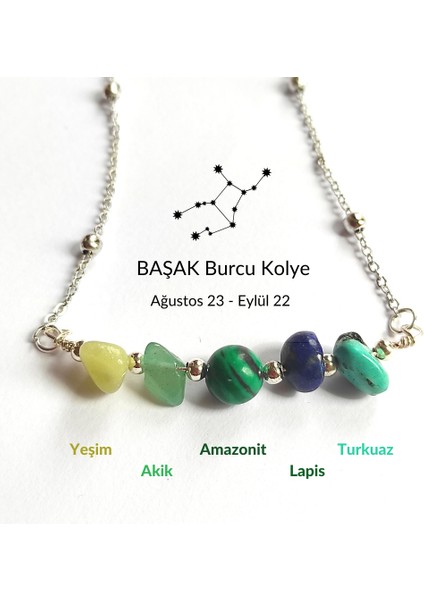 Başak Burcu Doğal Taş Kolye 45 cm