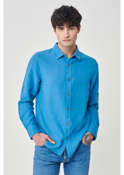 Regular Fit Normal Kesim %100 Pamuk Pembe Uzun Kollu Gömlek