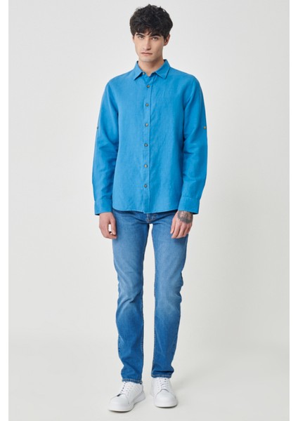 Regular Fit Normal Kesim %100 Pamuk Pembe Uzun Kollu Gömlek