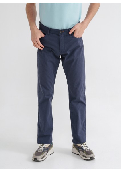 Normal Bel Slim Paça Indigo Erkek Chino Pantolon Odın