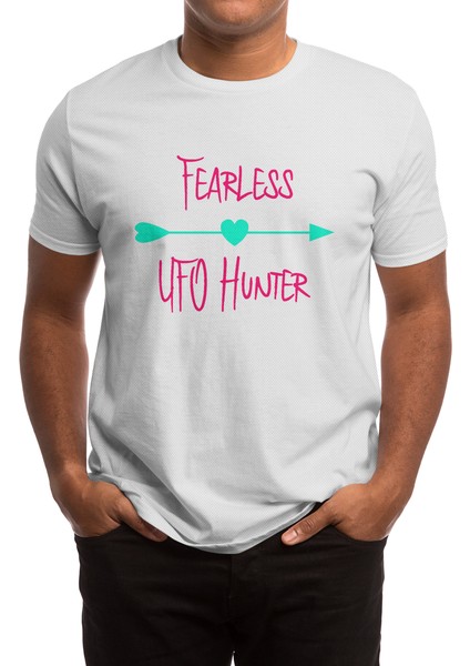 Fearless Ufo Hunter Fun Alien Space Quote Beyaz Spor Tişört