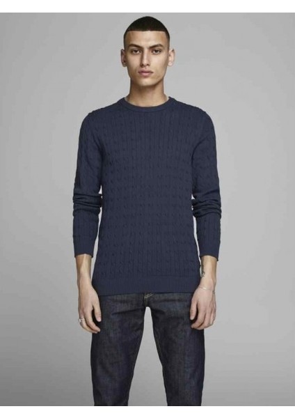 Jprrichard Knit Crew 12155363 Erkek Kazak Lacivert
