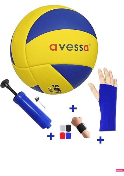 4'lü Voleybol Topu Seti Yapıştırma 8 Panel Soft Touch 275 gr No 5 Pompa + Kolluk + Havlu Bileklik