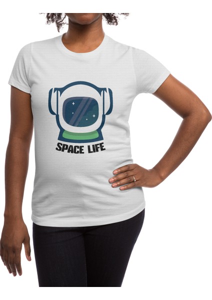 Space Life Beyaz Spor Tişört
