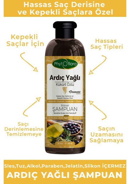 Findit Phytoflora Tuzsuz Hassas Saç Derisine ve Kepekli Saçlara Özel Ardıç Yağlı Bitkisel Şampuan 400 ml