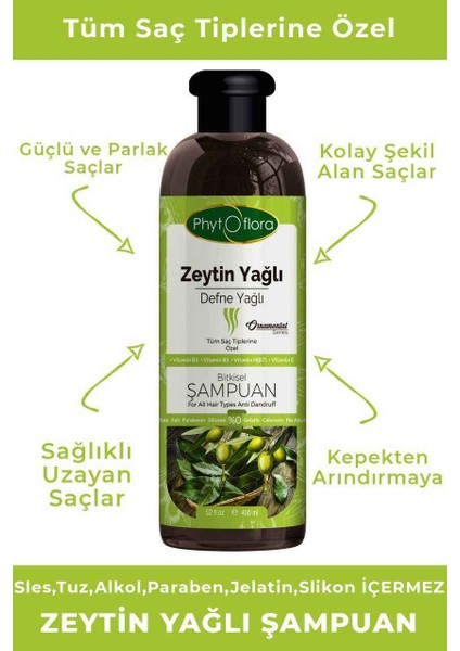 Findit Phytoflora Tuzsuz Tüm Saç Tiplerine Özel Zeytinyağlı Bitkisel Şampuan 400 ml