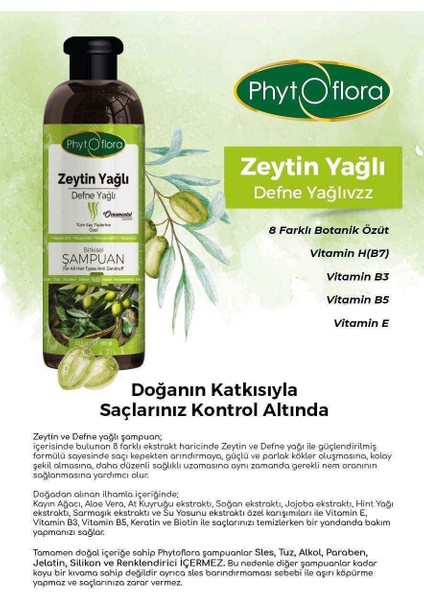 Findit Phytoflora Tuzsuz Tüm Saç Tiplerine Özel Zeytinyağlı Bitkisel Şampuan 400 ml