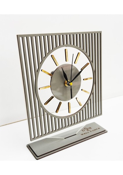 Long Line Mirrored Desk Clock ( Masa Saati 20X24 ) Sessiz Mekanizma