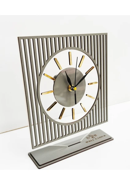 Asse Tasarım Long Line Mirrored Desk Clock ( Masa Saati 20X24 ) Sessiz Mekanizma