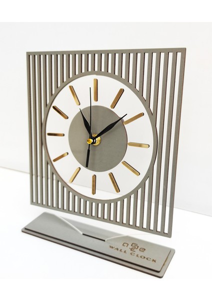 Long Line Mirrored Desk Clock ( Masa Saati 20X24 ) Sessiz Mekanizma