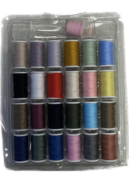 Mini Makaralar Dikiş Iplik Seti 2 Adet (24 Renkli + Iğne + Dikiş Yüksük) modelleri