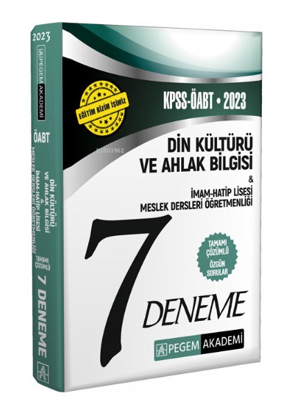 2023 KPSS ÖABT Din Kültürü ve Imamhatip Lisesi Öğretmenliği 7 Deneme