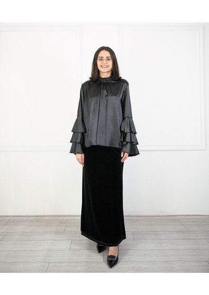 Saten Ispanyol Kol Bluz modelleri