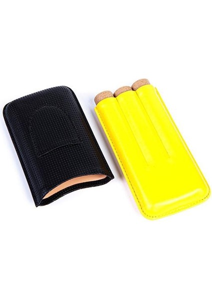 PremiumQuality Pq Siyah - Sarı Üçlü Deri Puro Kılıfı indirimleri