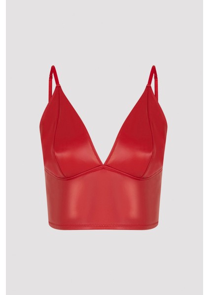 Kırmızı Leather Triangle Croplet