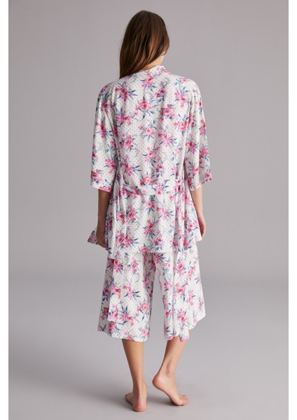 Kırık Beyaz Çiçek Desenli Sabahlık fiyatları