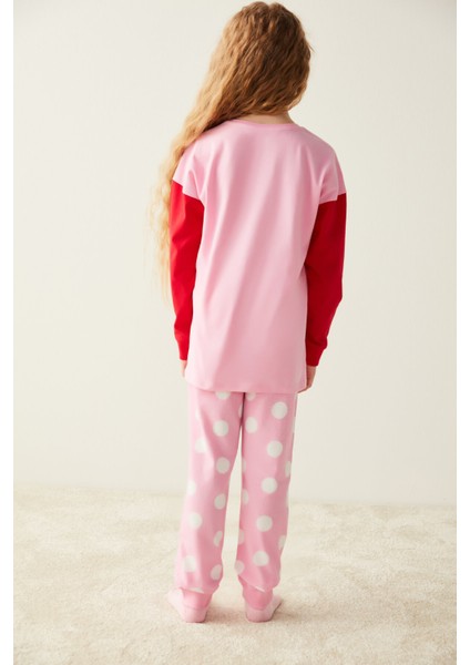 Açık Pembe Kız Çocuk Ev Desenli Pijama Takımı