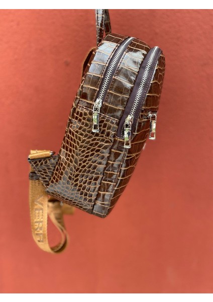 Kadın Sırt Çantası MV079 Kahve Kroko