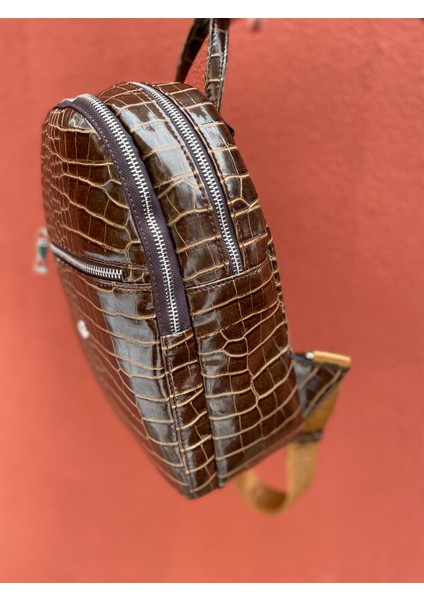 Kadın Sırt Çantası MV079 Kahve Kroko modelleri