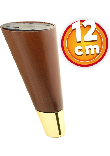 Lüks Mobilya Sehpa Tv Ünitesi Koltuk Ayağı 12 cm Kahverengi Ahşap Desenli Gold Ayak