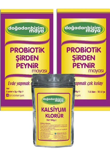 Doğadan Bizim Probiotik Şirden Peynir Mayası 2gr x 10 Saşe + Kalsiyum Klorür 100 gr