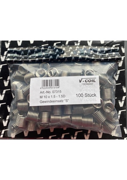 M10X1.5-1.5 Helicoil Yay V-Coil 100 Adet