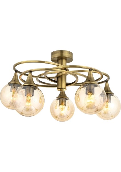 Avonnı AR-1661-5E Eskitme Kaplama Modern Avize E27 Metal Cam 60CM