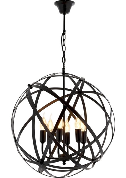 Avonnı AV-4183-6BSY Siyah Boyalı Modern Avize E14 Metal 50CM