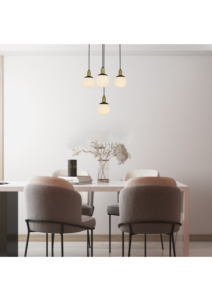 Avonnı AV-60273-4BSY Siyah Boyalı Modern Avize E27 Metal Cam 54CM fiyatları