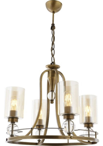 Avonnı AV-1597-4E Eskitme Kaplama Modern Avize E27 Metal Cam 50CM