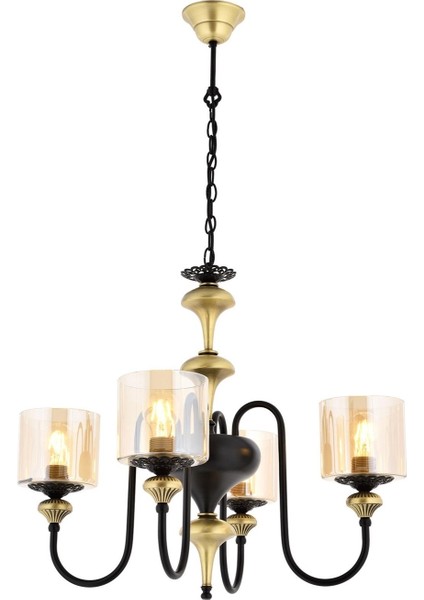 Avonnı AV-4161-4E Eskitme Kaplama Modern Avize E27 Metal Cam 62CM