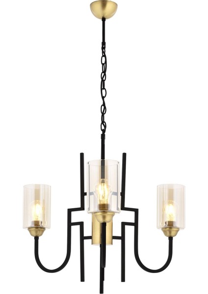 Avonnı AV-4163-3E Eskitme Kaplama Modern Avize E27 Metal Cam 62CM