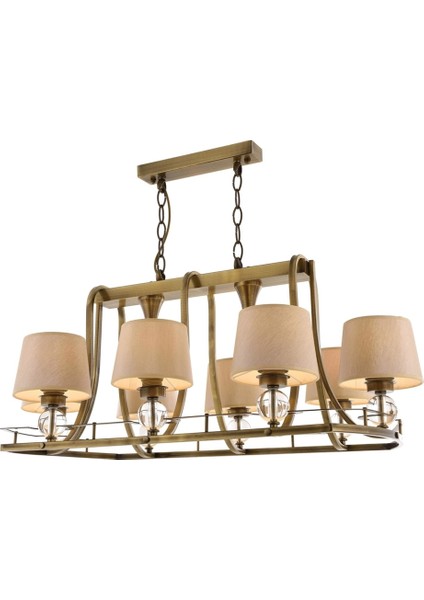 Avonnı AV-1597-8ES-YM Eskitme Kaplama Modern Avize E27 Metal Cam Kumaş 92X55CM