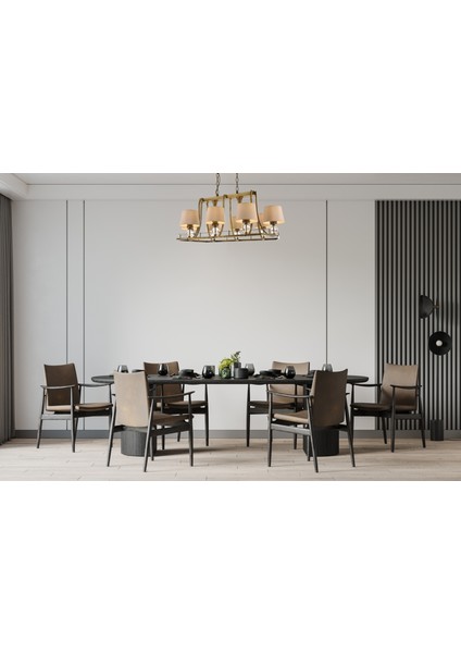 Avonnı AV-1597-8ES-YM Eskitme Kaplama Modern Avize E27 Metal Cam Kumaş 92X55CM fiyatları