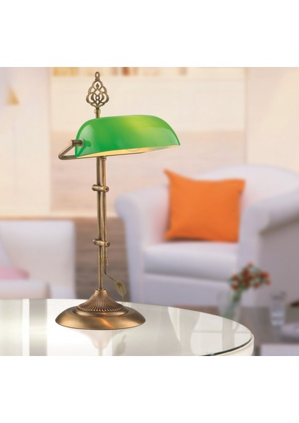 Avonnı ML-9063-GREEN Eskitme Kaplama Masa Lambası E27 Metal Cam 30X20CM