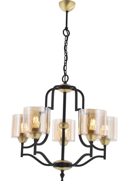 Avonnı AV-4162-5E Eskitme Kaplama Modern Avize E27 Metal Cam 62CM