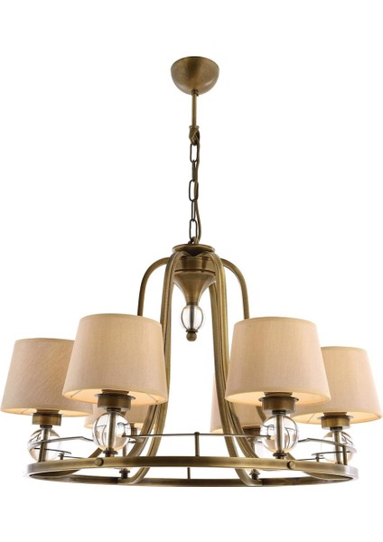 Avonnı AV-1597-6ES Eskitme Kaplama Modern Avize E27 Metal Cam Kumaş 65CM