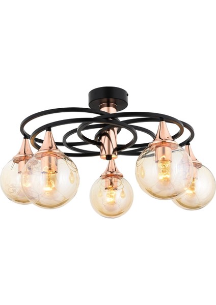 Avonnı AR-1661-5BSY Siyah Boyalı Modern Avize E27 Metal Cam 60CM