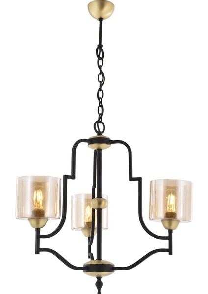 Avonnı AV-4162-3E Eskitme Kaplama Modern Avize E27 Metal Cam 62CM