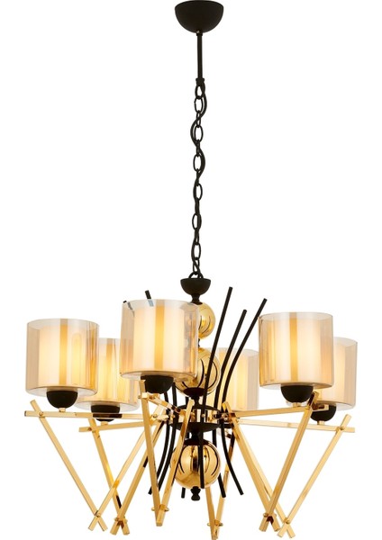 Avonnı AV-60289-6S Sarı Boyalı Modern Avize E27 Metal Cam 66CM