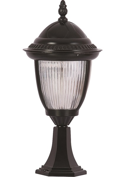 Avonnı BSU-68053-BSY-K Siyah Boyalı Dış Mekan Aydınlatma E27 Aluminyum Döküm Dip Polikarbon Cam 25CM