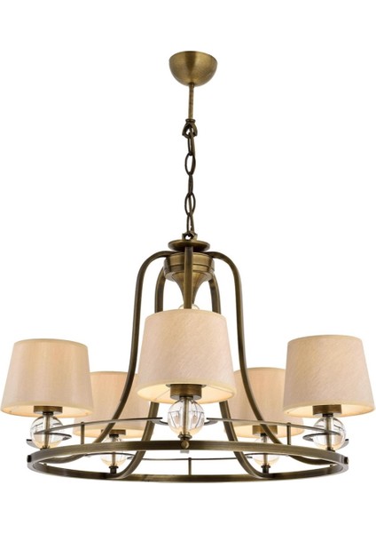 Avonnı AV-1597-5ES Eskitme Kaplama Modern Avize E27 Metal Cam Kumaş 65CM