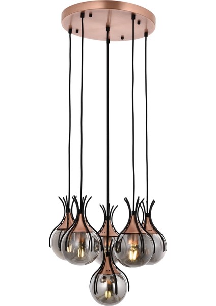 Avonnı AV-60161-6T-BSY Siyah Boyalı Modern Avize E27 Metal Cam 50CM