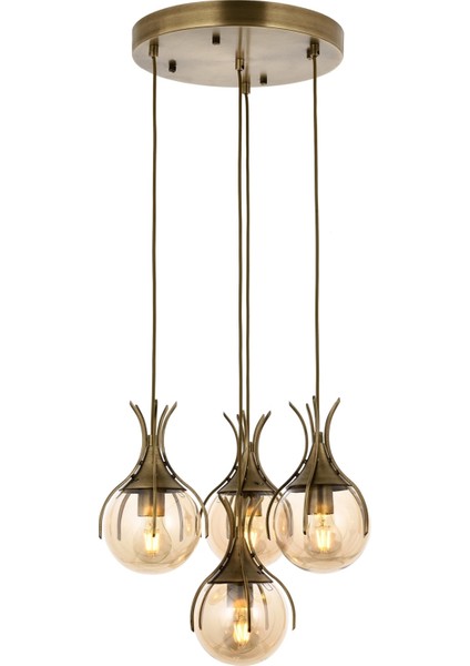 Avonnı AV-60161-4ET Eskitme Kaplama Modern Avize E27 Metal Cam 40CM